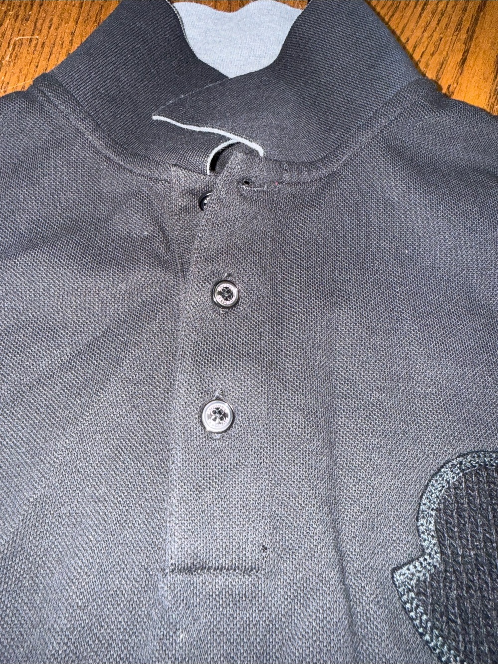 Moncler Black Long Sleeve Polo with Tonal Logo - Picture 4 of 4